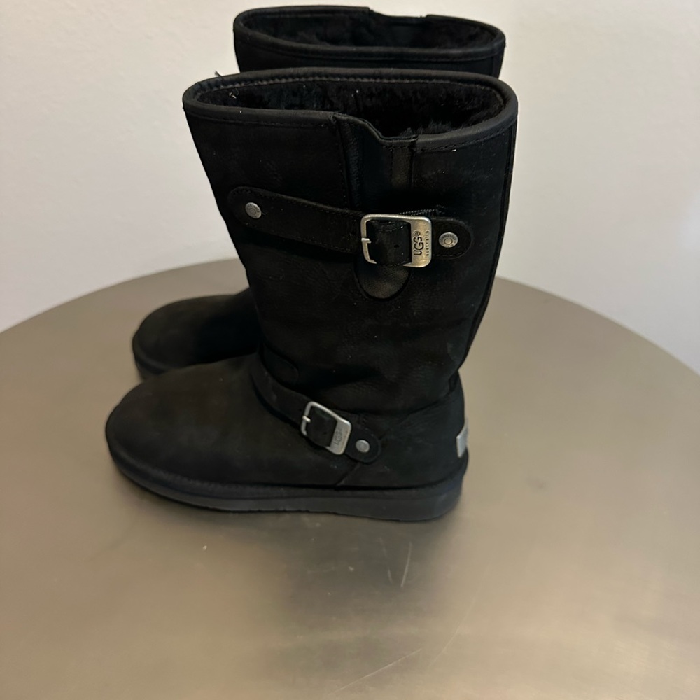 UGG women Black Boots with Buckle Detail